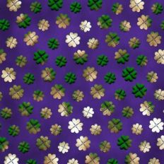 Purple and Gold Foiled 3D Inflated Tiny Four Leaf Clover Background Pa