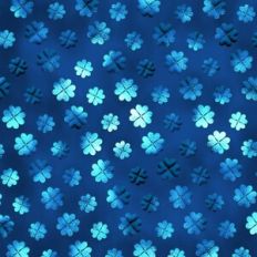 Blue Foiled 3D Puffy Inflated Tiny Four Leaf Clover Background Pattern
