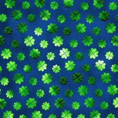 Blue and Green Foiled 3D Inflated Tiny Four Leaf Clover Background Pat