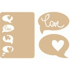 love card and speech bubbles