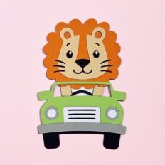 Lion On A Safari Vehicle for Cardstock