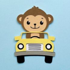 Monkey On A Safari Vehicle for Cardstock