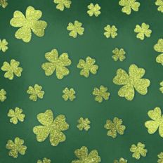 Embossed Green with Green Glitter Shamrocks Background Pattern