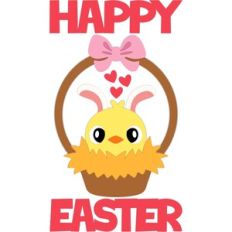 happy easter chick in the basket