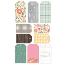 Pattern Tags with wood and flowers
