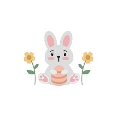 Bunny With Flowers
