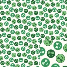 St. Patrick's Day Shamrock Retro Smiley Face Printable Pattern Backgro