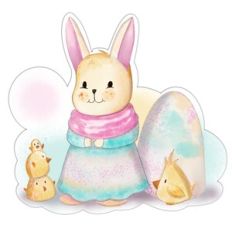 Cute Bunny with Chicks Sticker