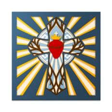Paper Layer 3D Cross With The Most Sacred Heart of Jesus