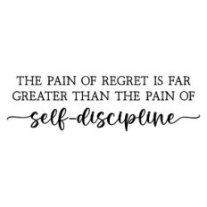 the pain of regret is far greater than the pain of self discipline