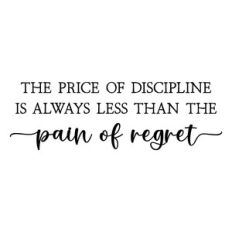 the price of discipline is always less than the pain of regret