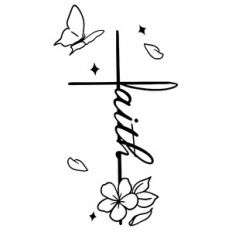 Faith Cross Design with Flower and Butterfly
