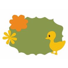 Easter Tag Frame with cute duck and flowers