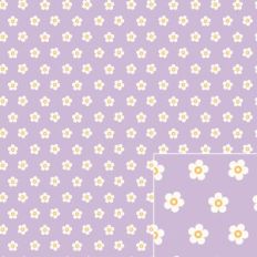 Yellow and White Daisy Floral Printable Pattern on a Lilac Purple Back