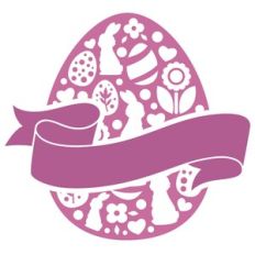 easter egg with pattern and ribbon