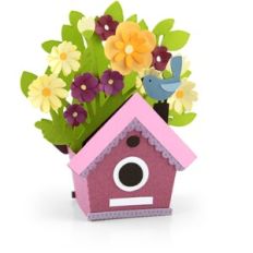 Box Card Birdhouse Flowers