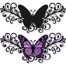 butterfly and leaves flourish border
