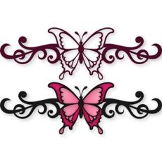 butterfly flourished border pink