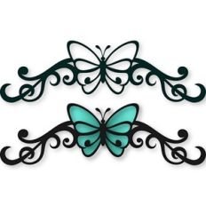 butterfly flourished border blue