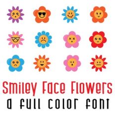 Smiley Face Flowers Full Color Font