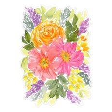 Easter Spring Floral Watercolor Arrangement Print and Cut