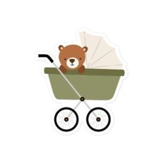 Bear in Green Stroller