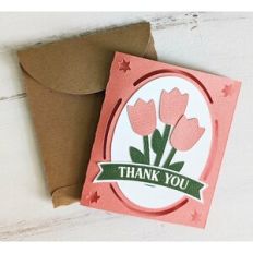 tulip thank you card and envelope