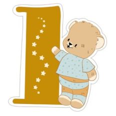 First birthday baby bear sticker