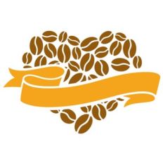 coffee beans heart with banner