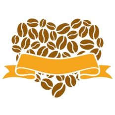coffee beans heart with banner