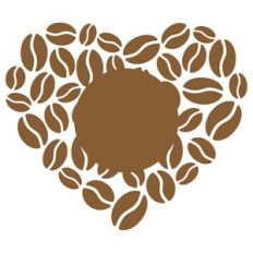 Coffee beans heart with circle