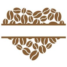 coffee beans heart split with border