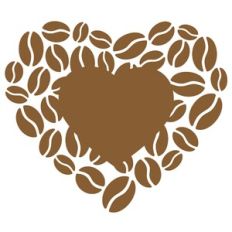 coffee beans heart with heart in the center