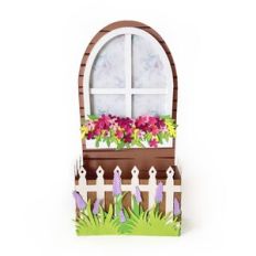 Box card with flowers and a window