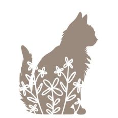 Cat silhouette with flowers
