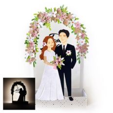 Wedding couple postcard lamp