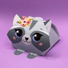 Gift box - raccoon with flowers