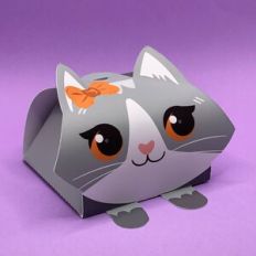 Gift box - grey cat with orange bow