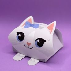 Gift box - grey cat-girl with bow