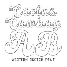 BFC Cactus Cowboy Western Rodeo Decorative Sketch Font