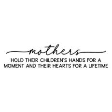 mothers hold their children's hands for a moment