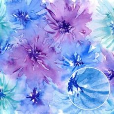 Purple Blue Turquoise Dreamy Watercolor Flowers Background Pattern