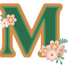 Floral Monogram Letter m