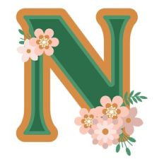 Floral Monogram Letter n