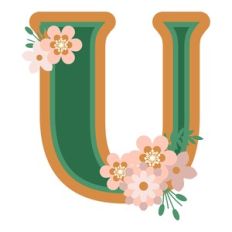 Floral Monogram Letter u