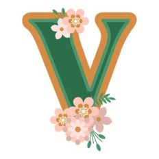 Floral Monogram Letter v