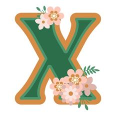 Floral Monogram Letter x