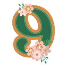 Floral Monogram Number 9