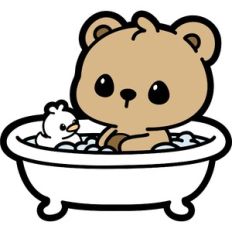 baby bear bathing