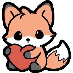 cute fox with heart